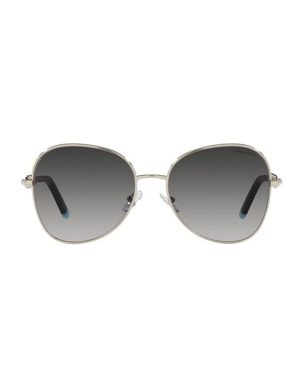 Tiffany & Co. 0TF3086 Sunglasses, Pale Gold with Gradient Blue Mirror