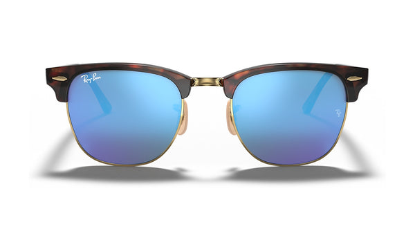 Ray-Ban Clubmaster RB3016 Sunglasses, Matte Havana on Gold with Blue Flash, view 1