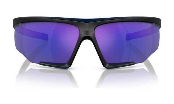 Prada Linea Rossa PS 07YS Sunglasses, Matte Black with Blue Mirror, view 1
