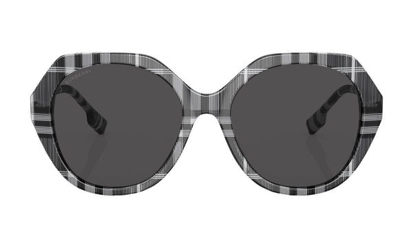 Burberry Vanessa BE4375 Sunglasses, Check White/Black with Dark Grey, view 1
