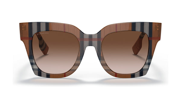 Burberry Kitty BE4364 Sunglasses, Check Brown with Brown Gradient, view 1