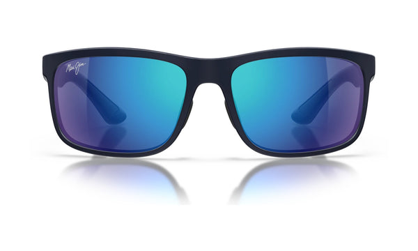 Maui Jim Huelo B449-03 Polarized Sunglasses, Matte Blue with Blue Hawaii, view 1