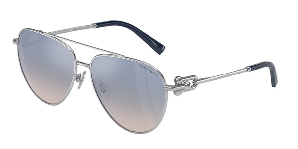 Tiffany & Co. 0TF3080 Sunglasses, Silver with Azure Gradient Blue