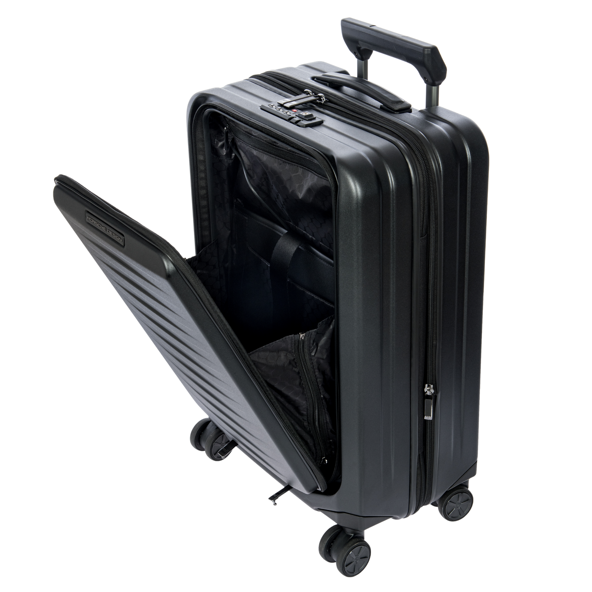 Porsche Design Expandable Carry-On Spinner with Front Pocket in Matte Black, view 6