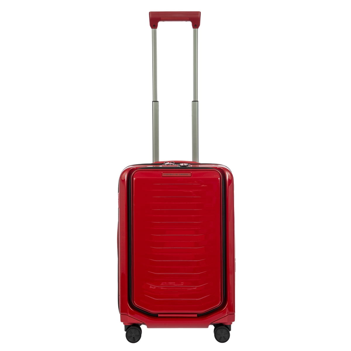 Porsche Design Expandable Carry-On Spinner with Front Pocket in Carmine Red Shiny, view 1