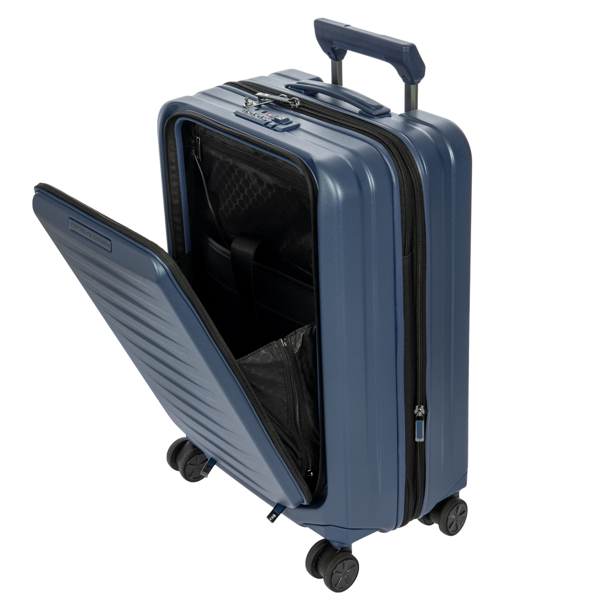 Porsche Design Expandable Carry-On Spinner with Front Pocket in Dark Blue Matte, view 6