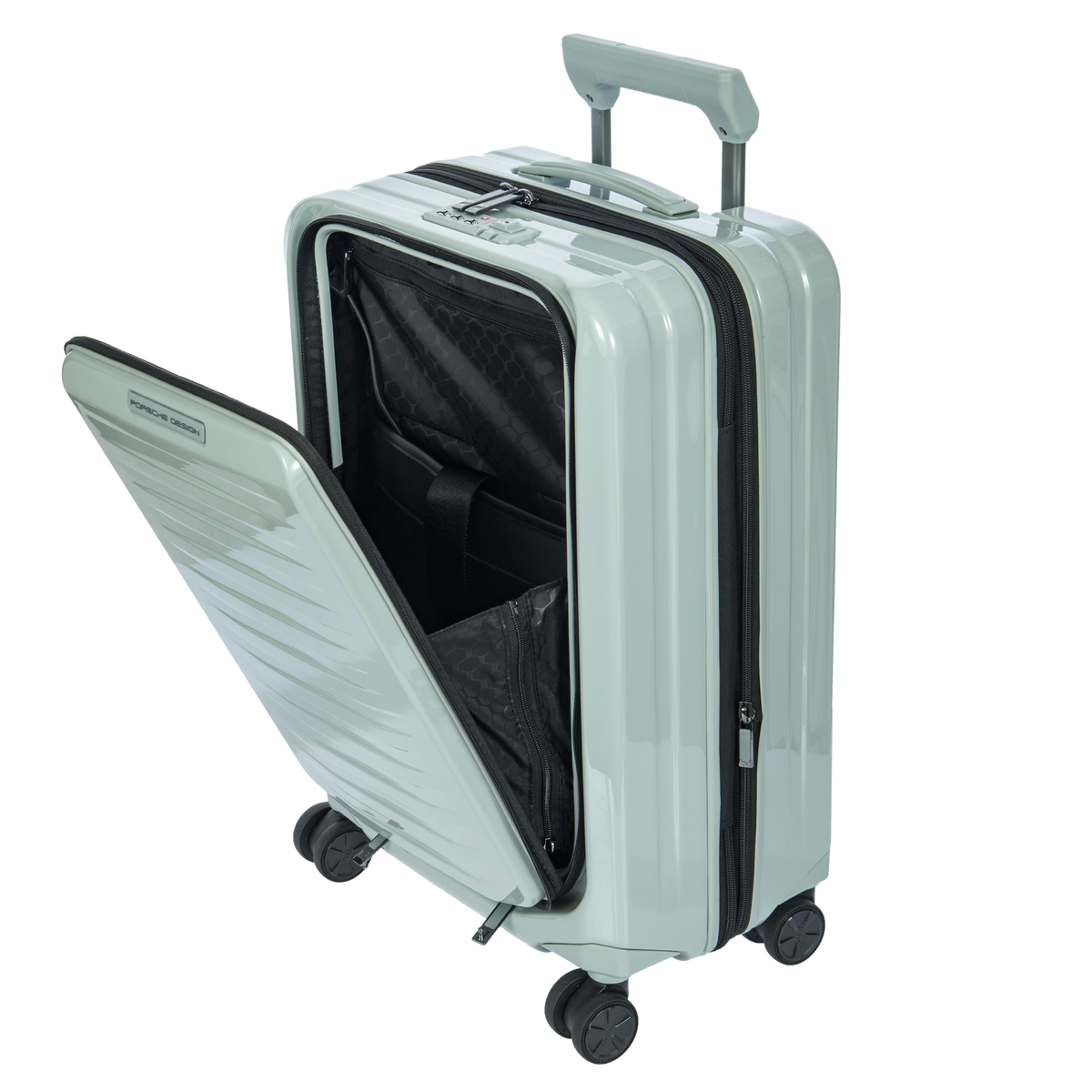 Porsche Design Expandable Carry-On Spinner with Front Pocket in Chalk Shiny, view 6