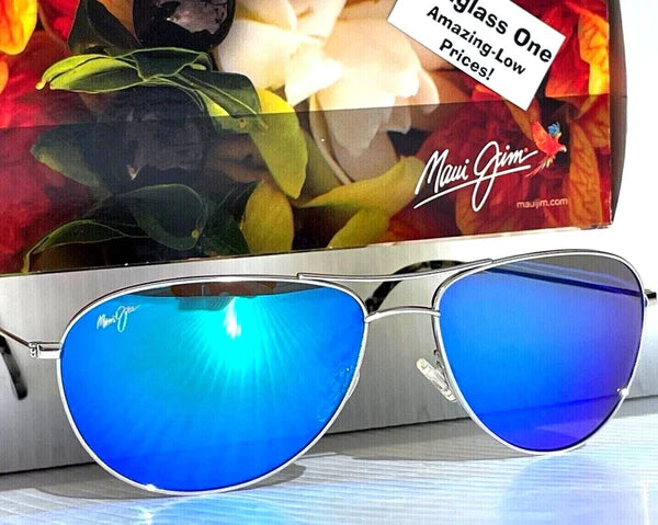 Maui Jim SEA HOUSE Chrome POLARIZED Blue Hawaii GLASS Sunglass B772-17