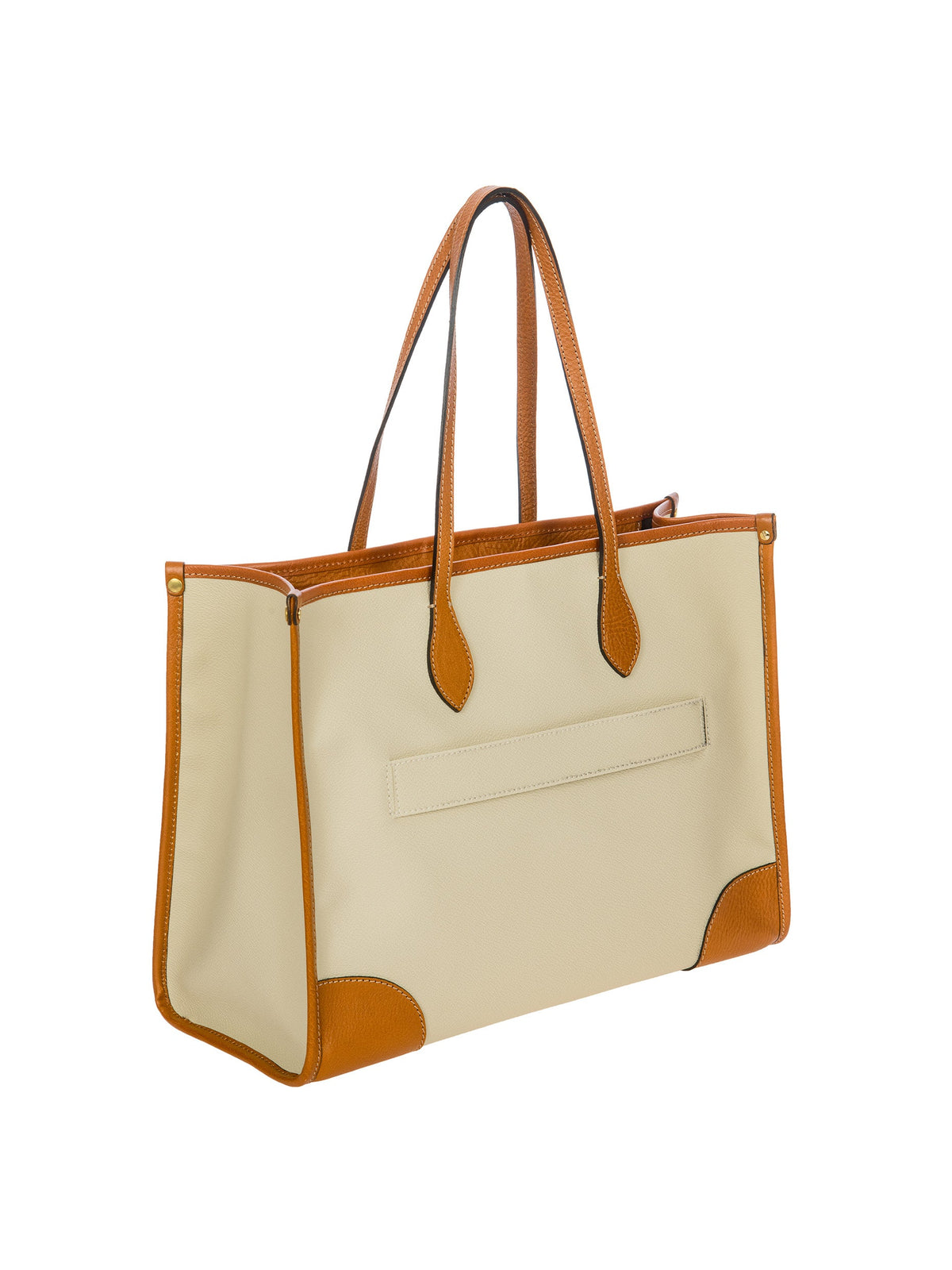Bric's Firenze Laptop Tote Bag with Leather Handles in Cream, view 3