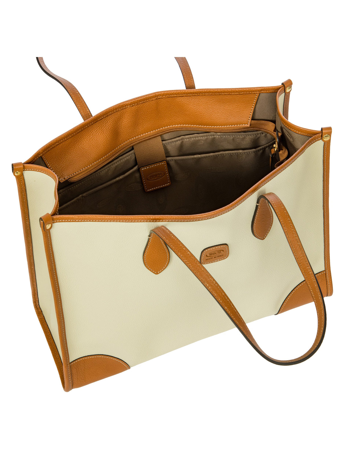 Bric's Firenze Laptop Tote Bag with Leather Handles in Cream, view 5
