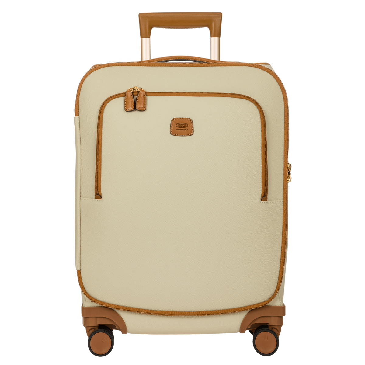 Bric's Firenze Leather-Effect Checked Spinner in Cream, view 1