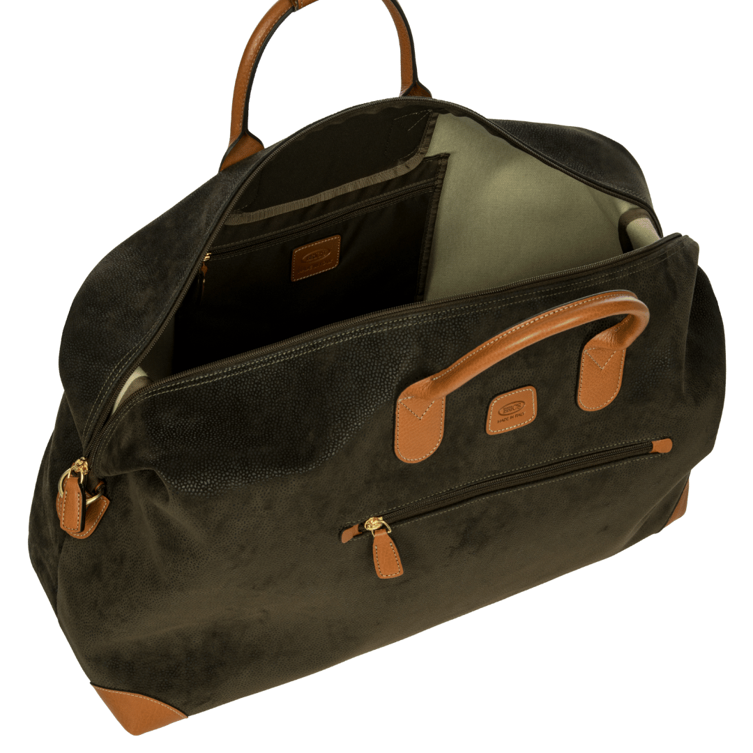 Bric's Life Suede-Effect Cargo Duffle Bag in Olive, view 11