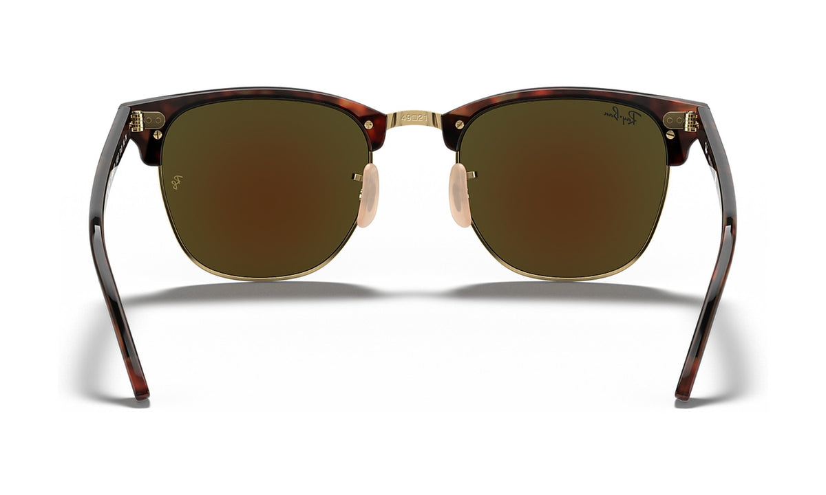Ray-Ban Clubmaster RB3016 Sunglasses, Matte Havana on Gold with Blue Flash, view 4