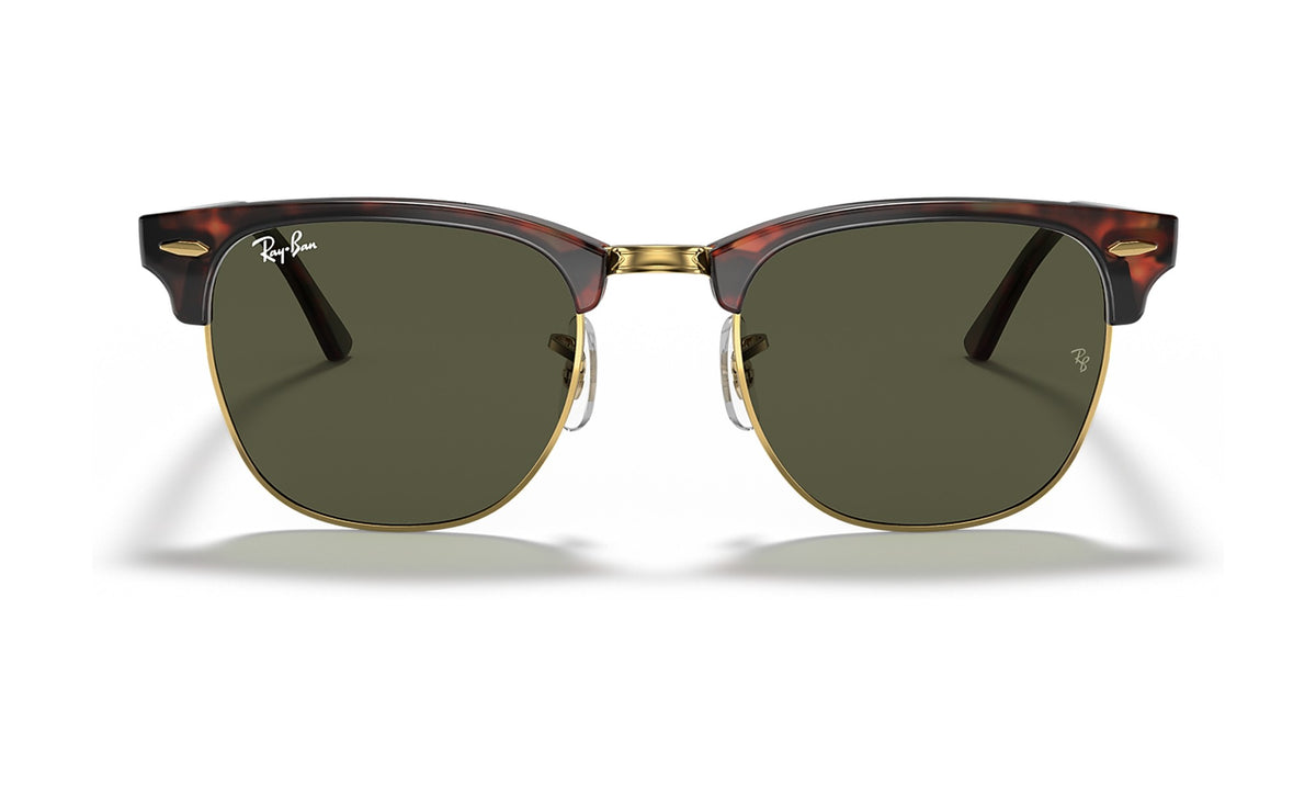 Ray-Ban Clubmaster Classic RB3016 Sunglasses, Tortoise on Gold with G-15 Green, view 1