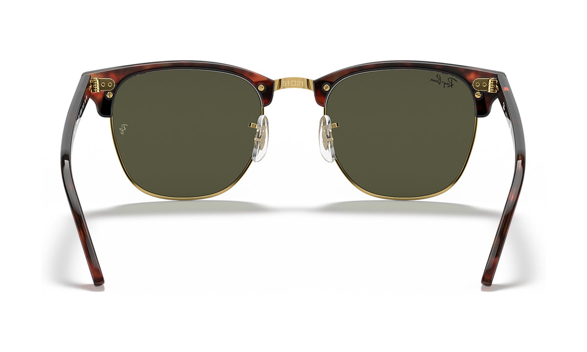 Ray-Ban Clubmaster Classic RB3016 Sunglasses, Tortoise on Gold with G-15 Green, view 4