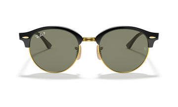Ray-Ban Clubround Classic RB4246 Polarized Sunglasses, Black on Gold with G-15 Green, view 1