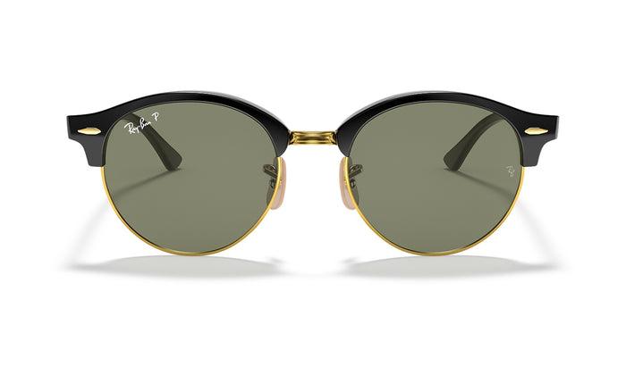 Ray-Ban Clubround Classic RB4246 Polarized Sunglasses, Black on Gold with G-15 Green, view 1
