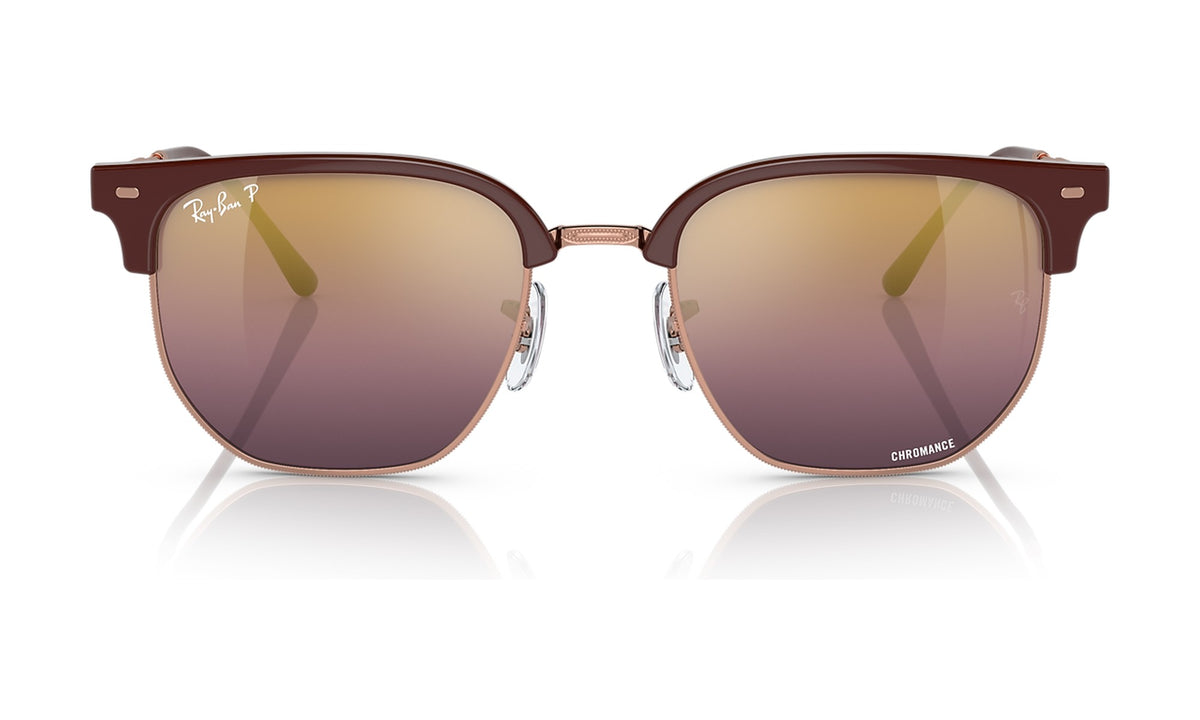 Ray-Ban New Clubmaster RB4416 Polarized Sunglasses, Bordeaux on Rose Gold, view 1