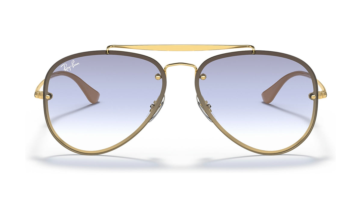 Ray-Ban Blaze Aviator RB3584N Sunglasses, Arista Gold with Light Blue Gradient, view 1