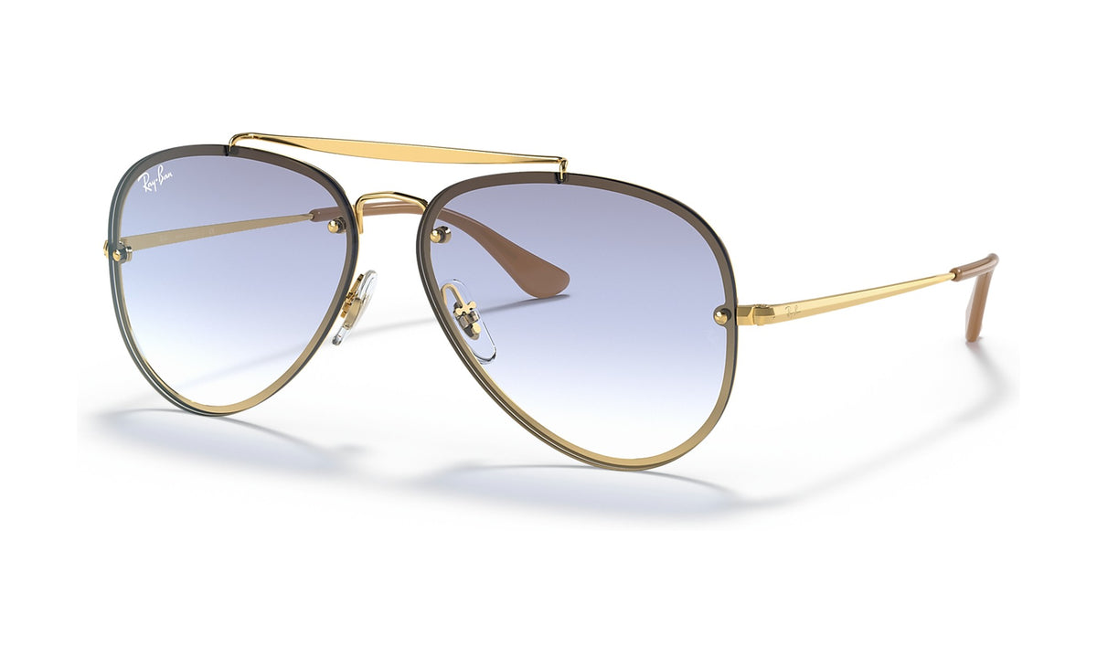 Ray-Ban Blaze Aviator RB3584N Sunglasses, Arista Gold with Light Blue Gradient, view 2