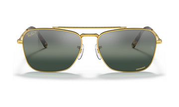 Ray-Ban New Caravan RB3636 Polarized Sunglasses, Gold with Silver/Blue Mirror, view 1