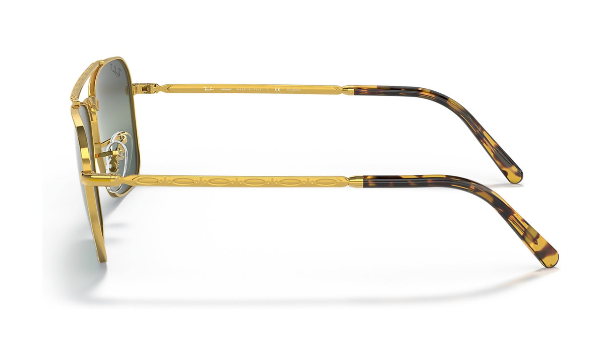 Ray-Ban New Caravan RB3636 Polarized Sunglasses, Gold with Silver/Blue Mirror, view 3