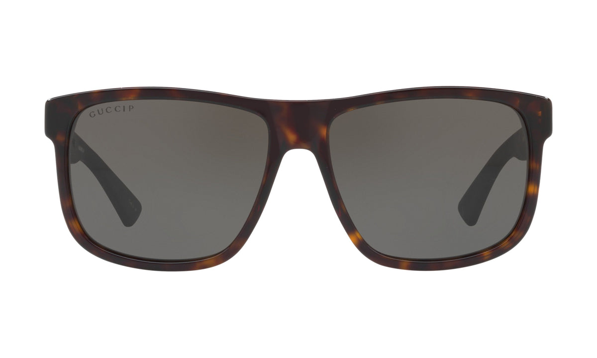 Gucci GG0010S Polarized Sunglasses, Dark Havana with Grey, view 1