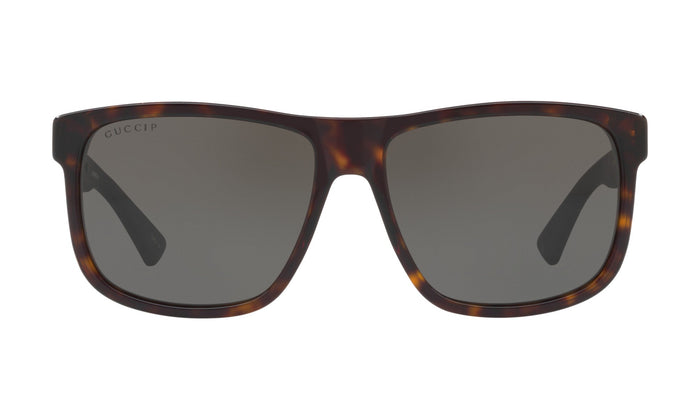 Gucci GG0010S Polarized Sunglasses, Dark Havana with Grey, view 1