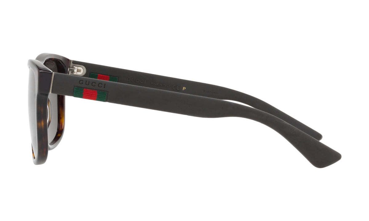Gucci GG0010S Polarized Sunglasses, Dark Havana with Grey, view 3
