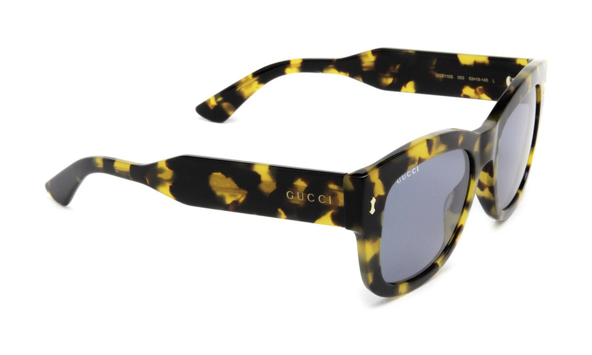 Gucci GG1110S Sunglasses, Yellow Havana with Grey-Blue, view 4
