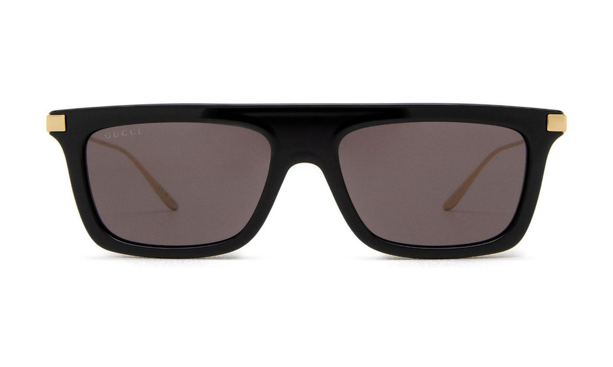 Gucci GG1437S Sunglasses, Black and Gold with Grey, view 1