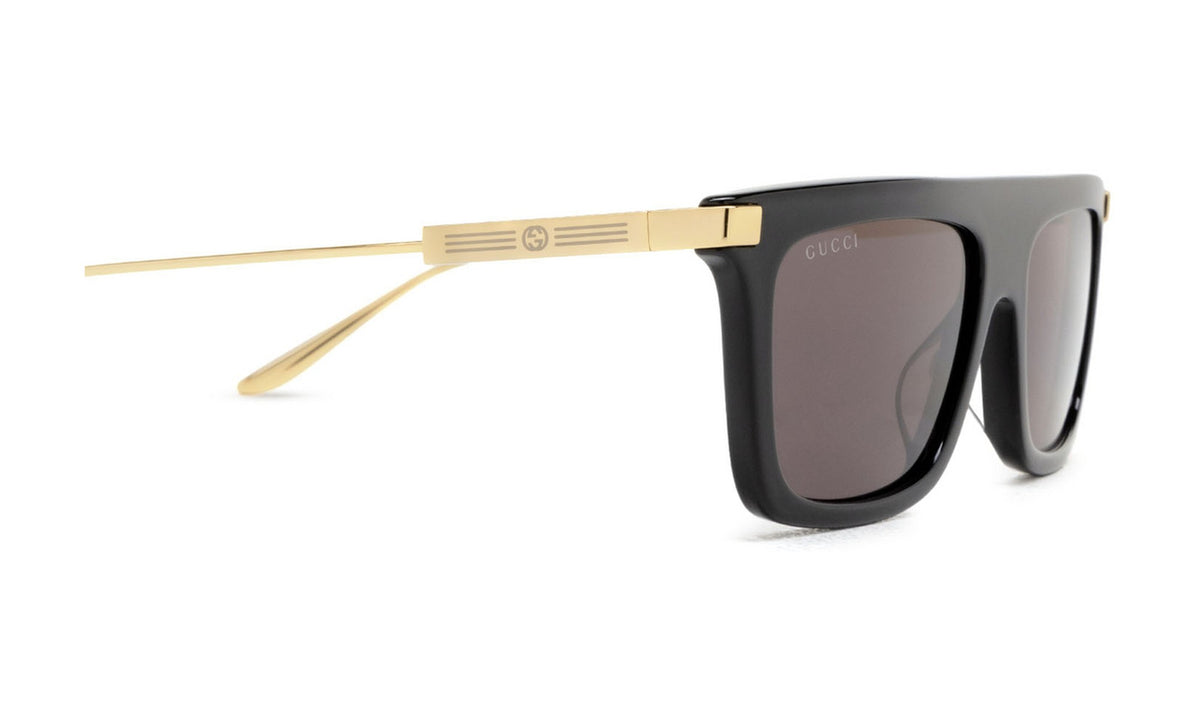 Gucci GG1437S Sunglasses, Black and Gold with Grey, view 3
