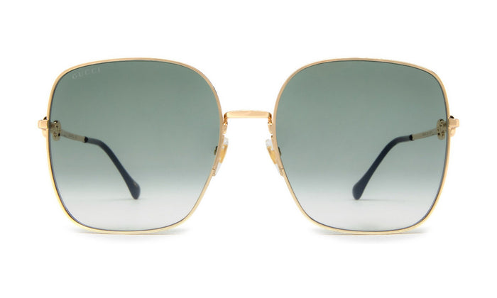 Gucci GG0879S Sunglasses, Gold with Green Gradient, view 1
