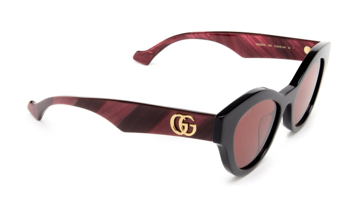 Gucci GG0957S Sunglasses, Shiny Black with Red, view 2