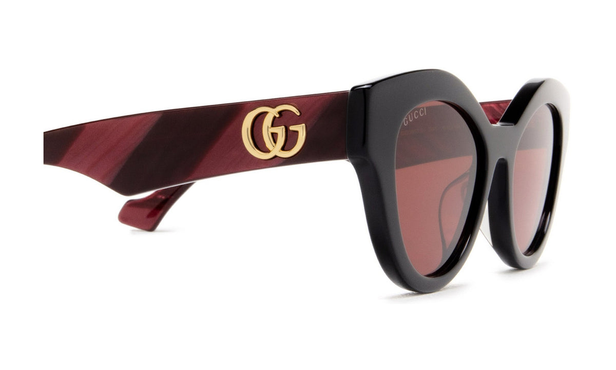 Gucci GG0957S Sunglasses, Shiny Black with Red, view 3