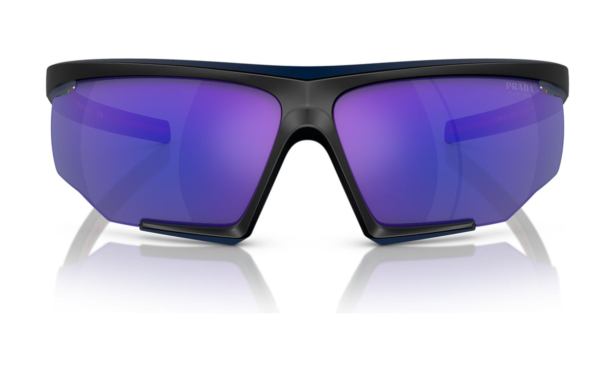 Prada Linea Rossa PS 07YS Sunglasses, Matte Black with Blue Mirror, view 1