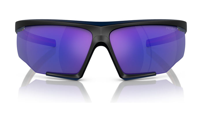 Prada Linea Rossa PS 07YS Sunglasses, Matte Black with Blue Mirror, view 1