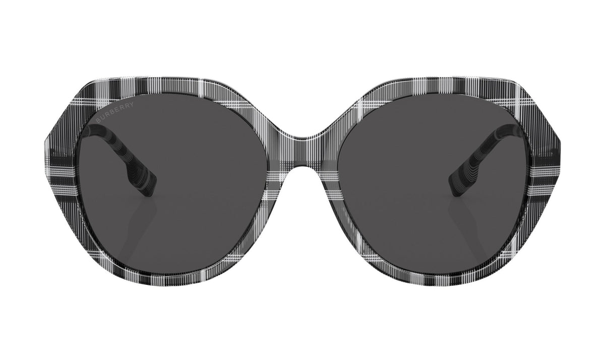 Burberry Vanessa BE4375 Sunglasses, Check White/Black with Dark Grey, view 1
