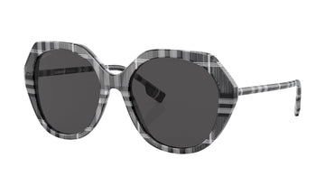 Burberry Vanessa BE4375 Sunglasses, Check White/Black with Dark Grey, view 2