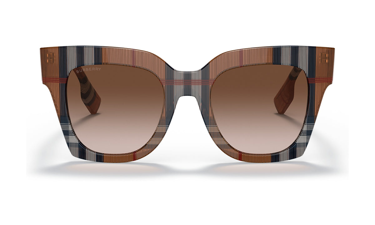 Burberry Kitty BE4364 Sunglasses, Check Brown with Brown Gradient, view 1