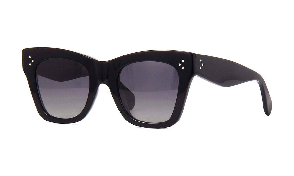 Celine Bold 3 Dots CL4004IN Polarized Sunglasses, Shiny Black with Smoke Gradient, view 4