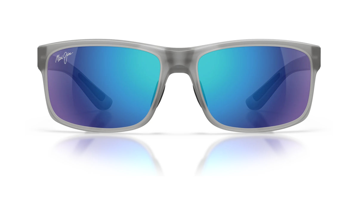 Maui Jim Pokowai Arch B439-11M Polarized Sunglasses, Translucent Matte Grey, Blue Hawaii, view 1