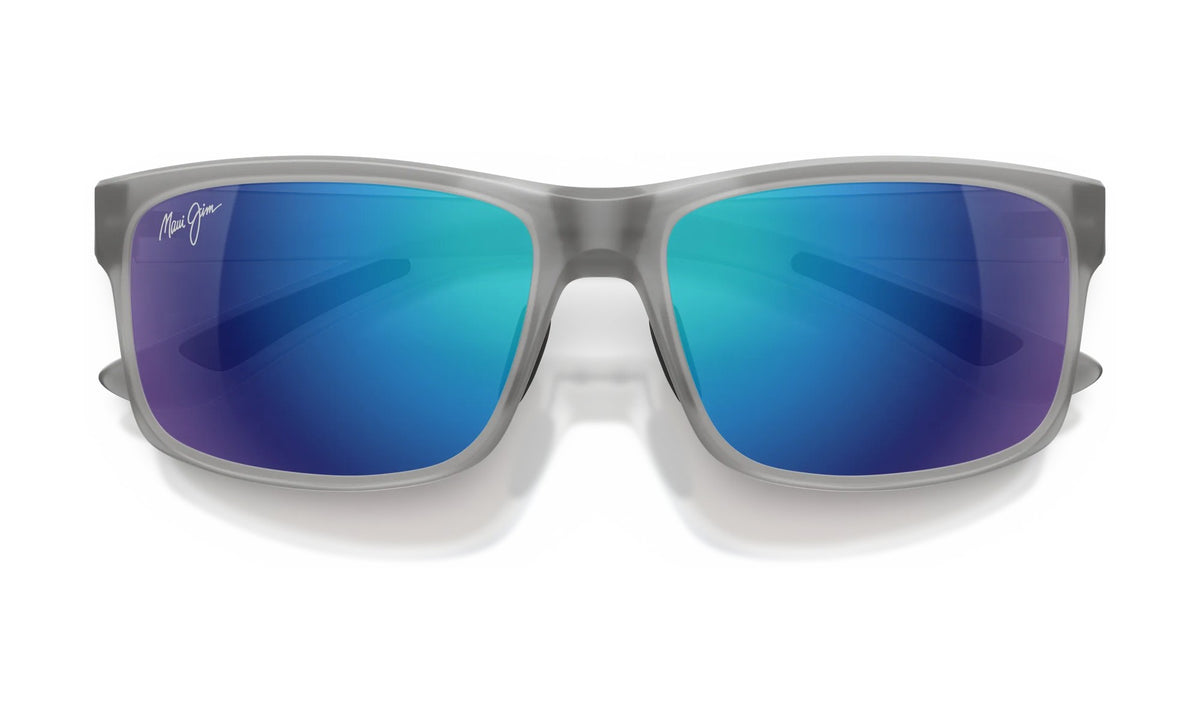 Maui Jim Pokowai Arch B439-11M Polarized Sunglasses, Translucent Matte Grey, Blue Hawaii, view 4
