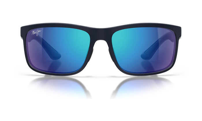 Maui Jim Huelo B449-03 Polarized Sunglasses, Matte Blue with Blue Hawaii, view 1