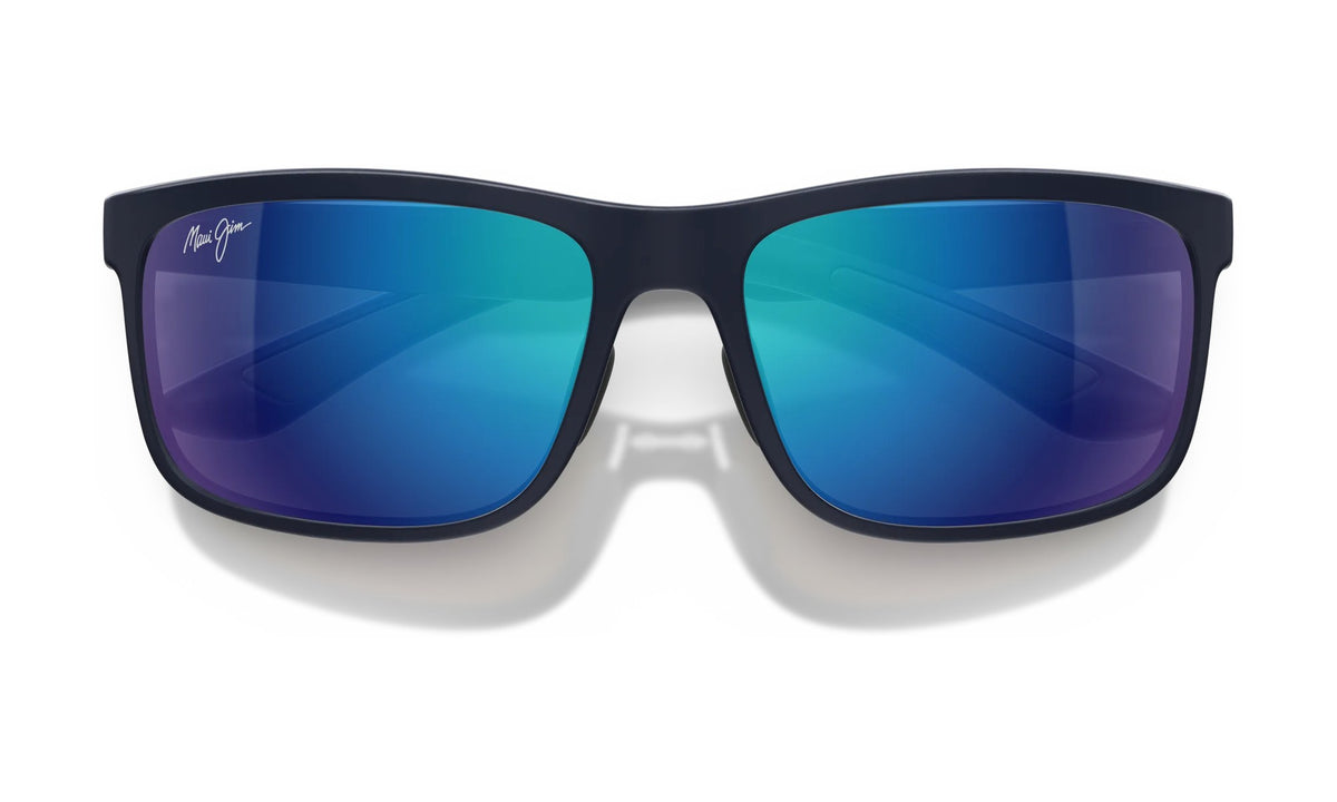 Maui Jim Huelo B449-03 Polarized Sunglasses, Matte Blue with Blue Hawaii, view 4