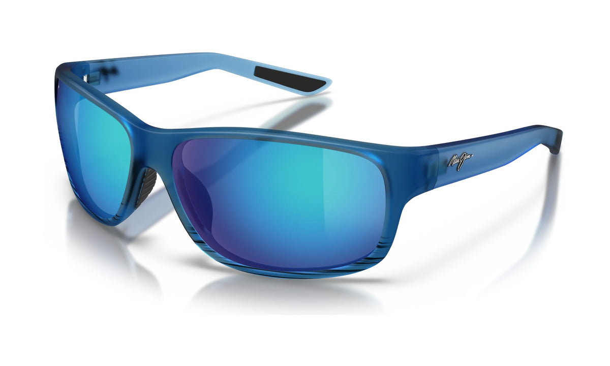 Maui Jim Kaiwi Channel B840-03S Polarized Sunglasses, Blue Black Stripe, Blue Hawaii, view 2