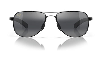 Maui Jim Guardrails 327-02 Polarized Aviator Sunglasses, Gloss Black, Neutral Grey, view 1