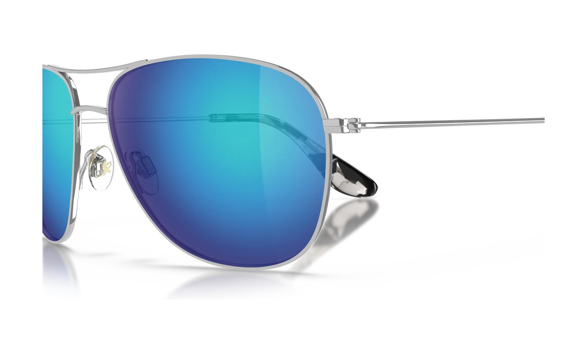 Maui Jim Cliff House B247-17 Polarized Aviator Sunglasses, Silver with Blue Hawaii, view 2