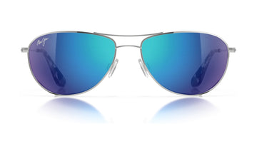 Maui Jim Baby Beach B245-17 Polarized Aviator Sunglasses, Silver with Blue Hawaii, view 1