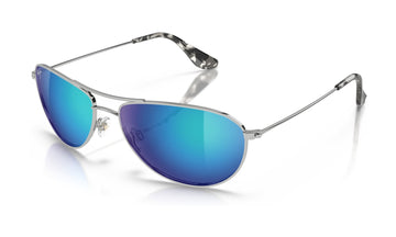 Maui Jim Baby Beach B245-17 Polarized Aviator Sunglasses, Silver with Blue Hawaii, view 2